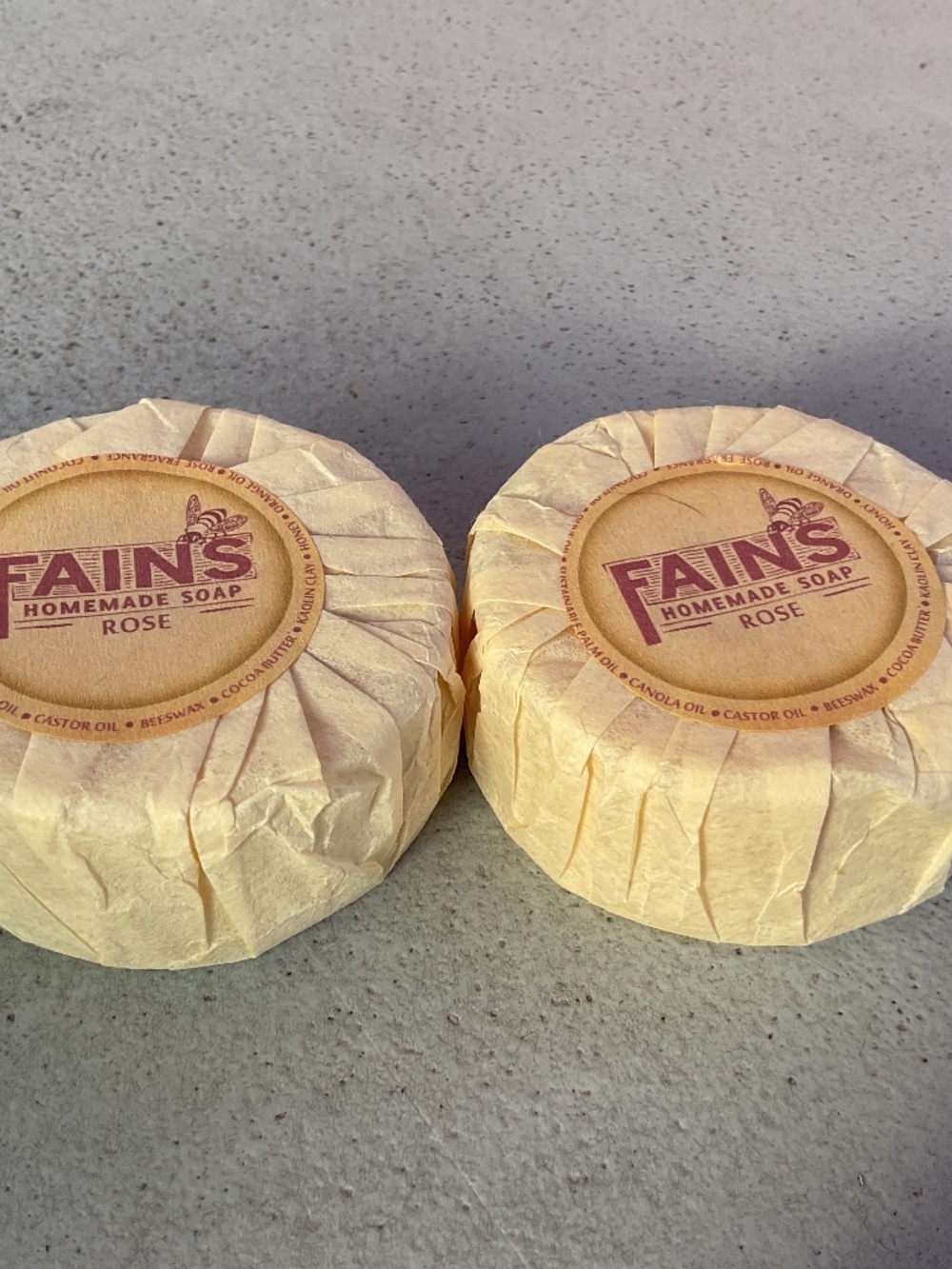 2 Fain’s Honey Homemade Soap Rose scented New 4 oz each